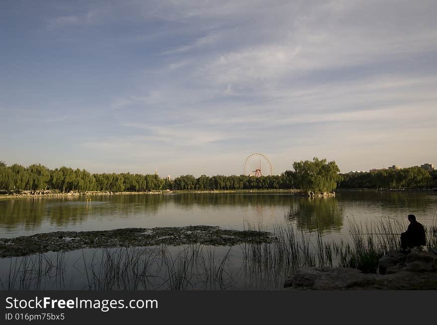 Angling in park,Beijing China