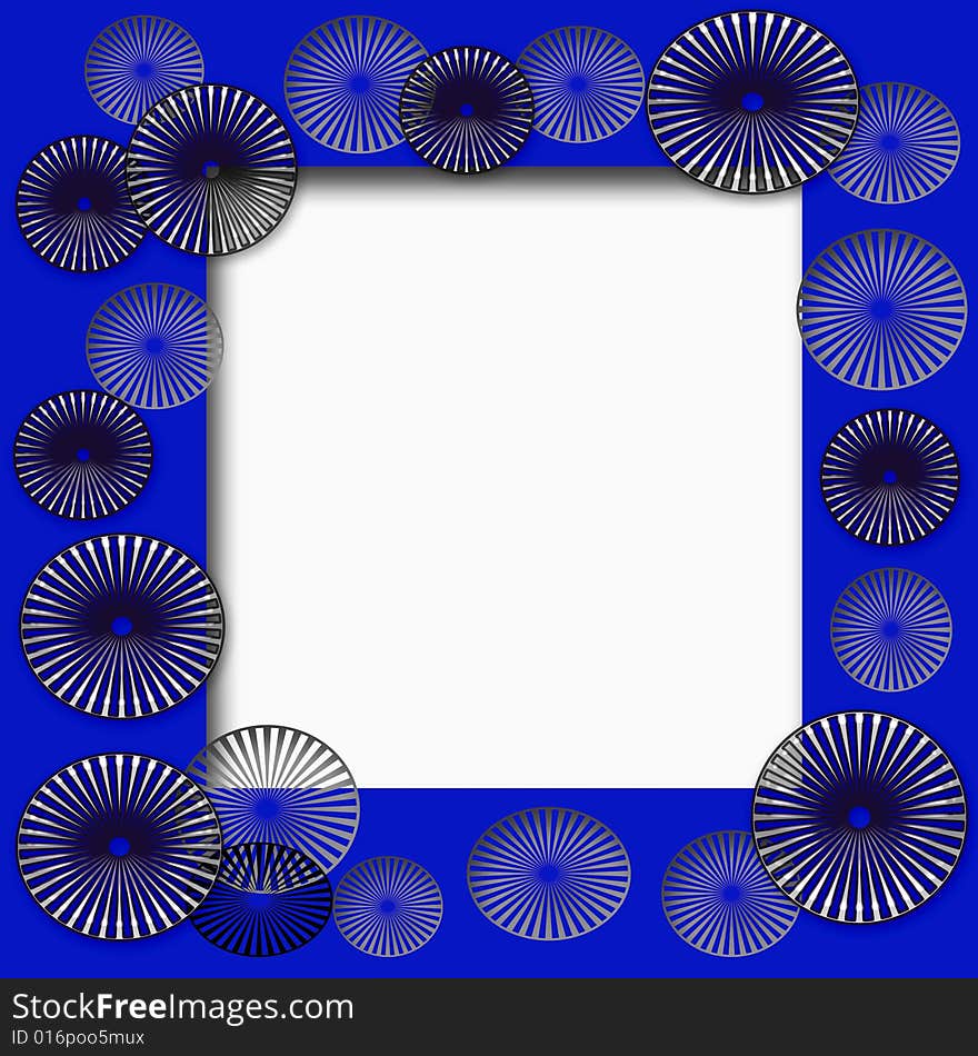 Metal blades frame white cutout center illustration. Metal blades frame white cutout center illustration