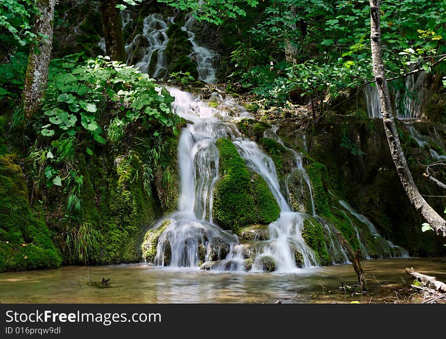 Waterfall in the Plitvice National Park in Croatia. Waterfall in the Plitvice National Park in Croatia