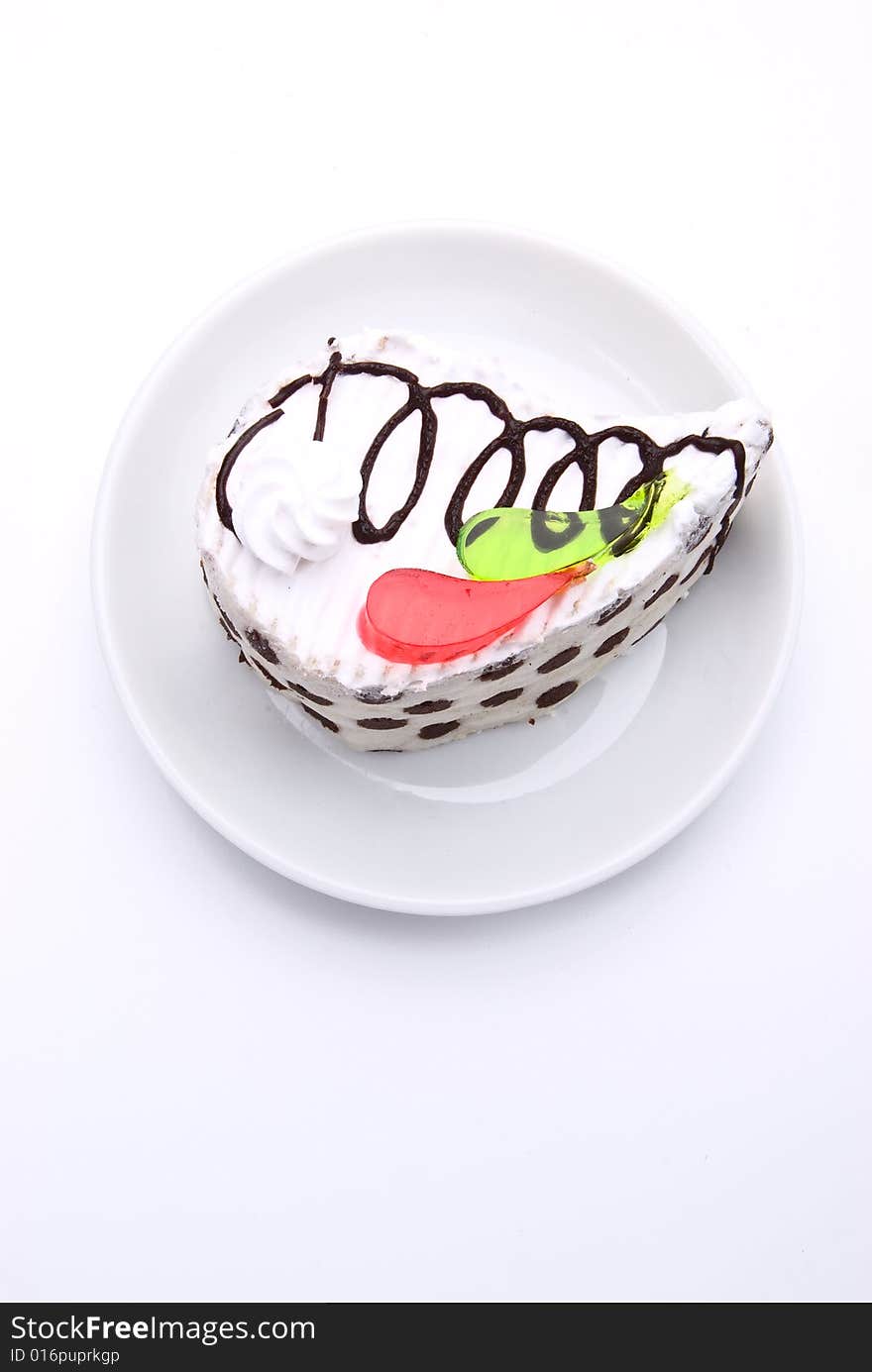 Tasty cake on white plate