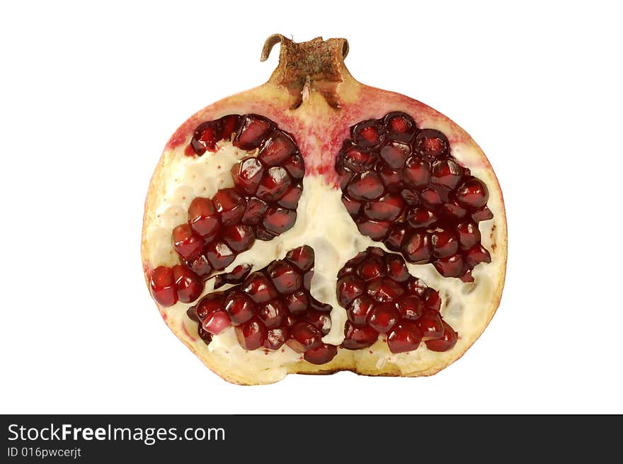 Pomegranate against white background, studio shot