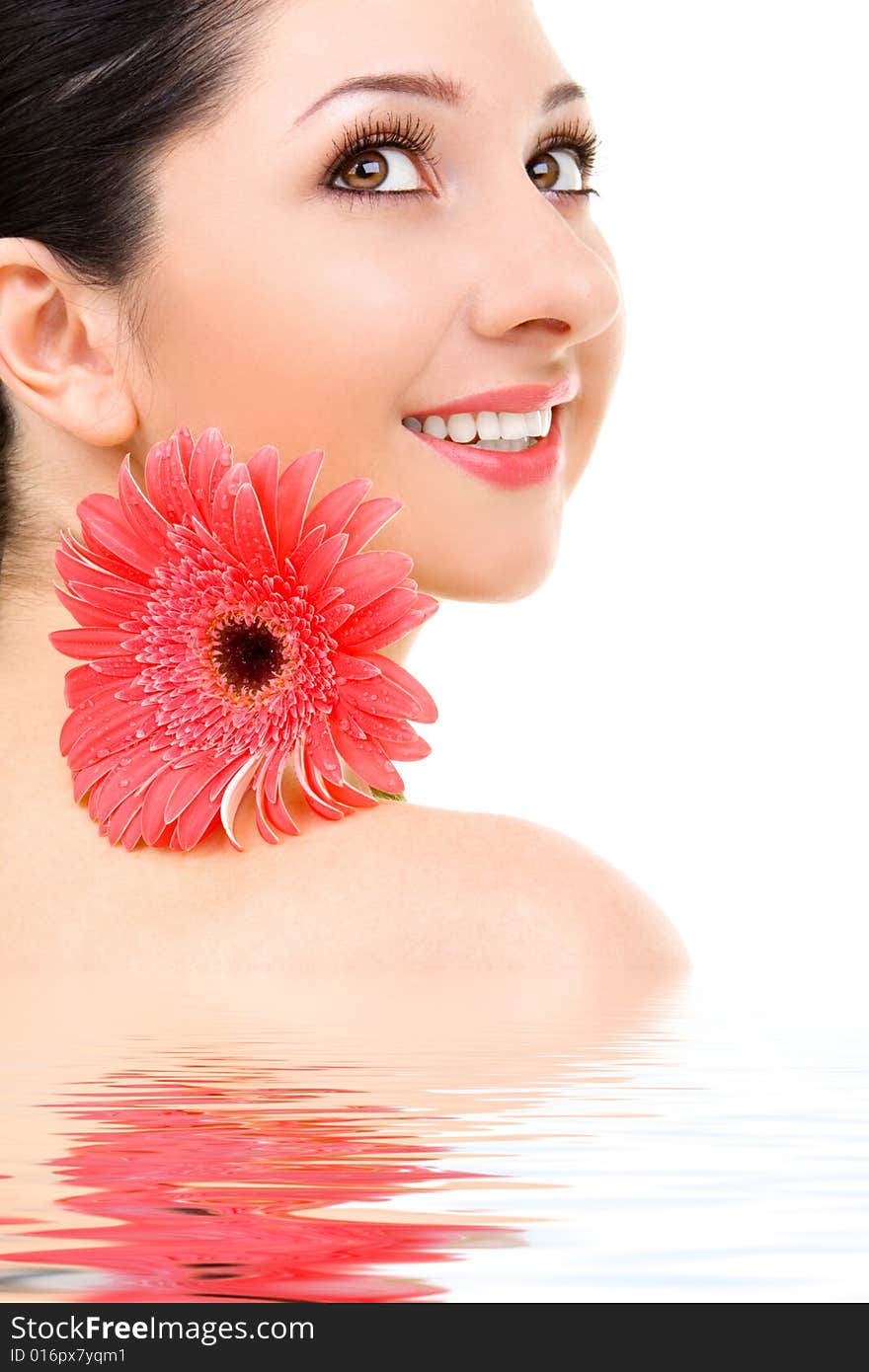 Woman with gerber flower