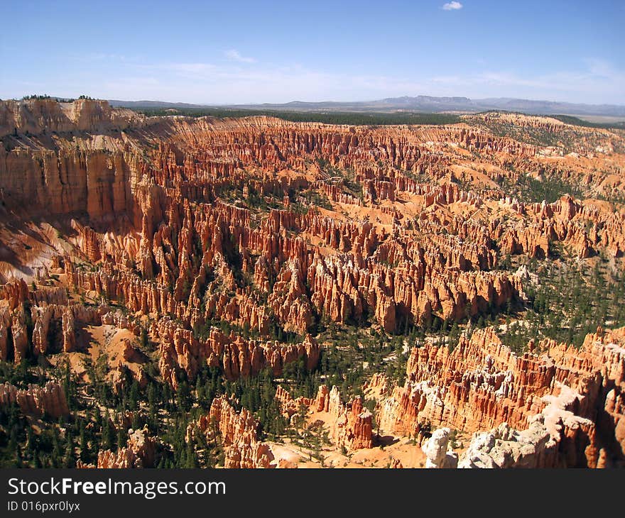 The Bryce Canyon at the midday. The Bryce Canyon at the midday