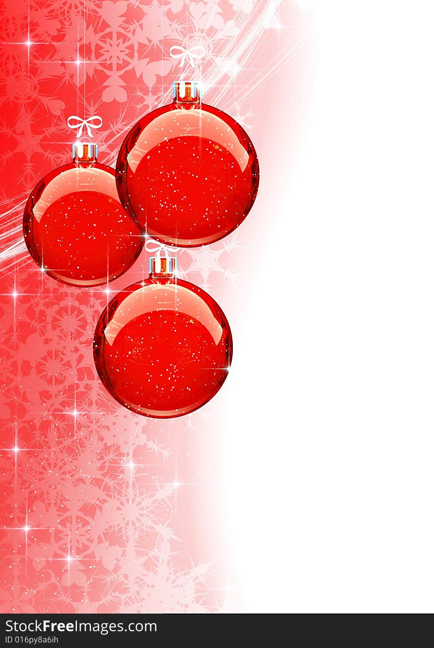 Colorful Christmas balls with snowflakes background. Colorful Christmas balls with snowflakes background