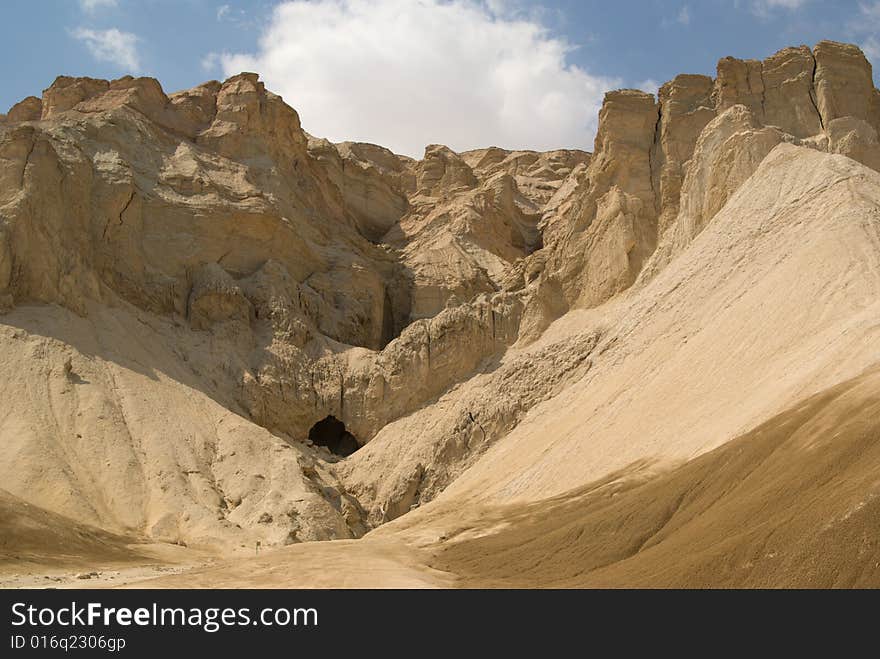 Cave in Judea desert close to the Dead Sea, Israel