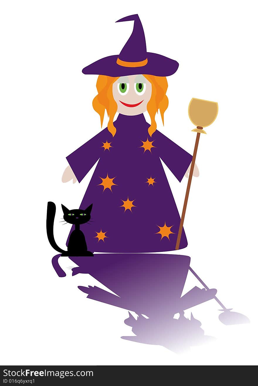 Cartoon figure of little witch