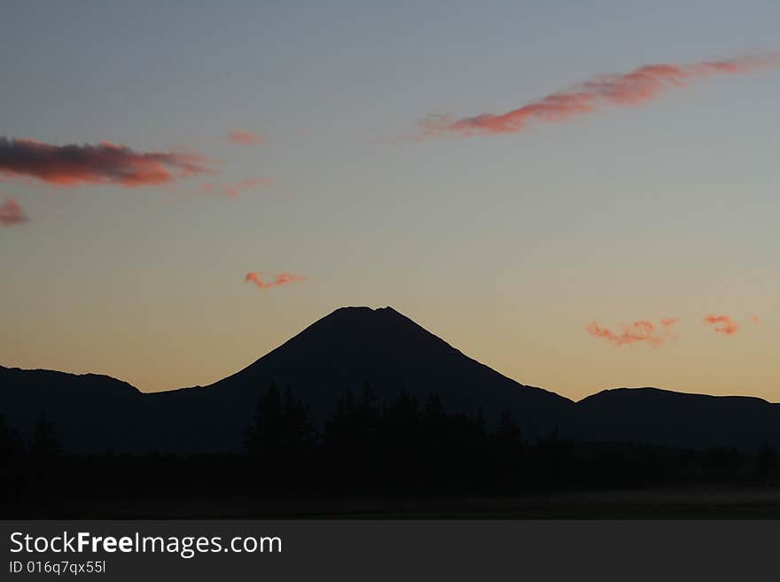 Mount Ngauruhoe just before sunrise. The Mountain was used as Mount Doom in the Lord of the Rings movie trilogy