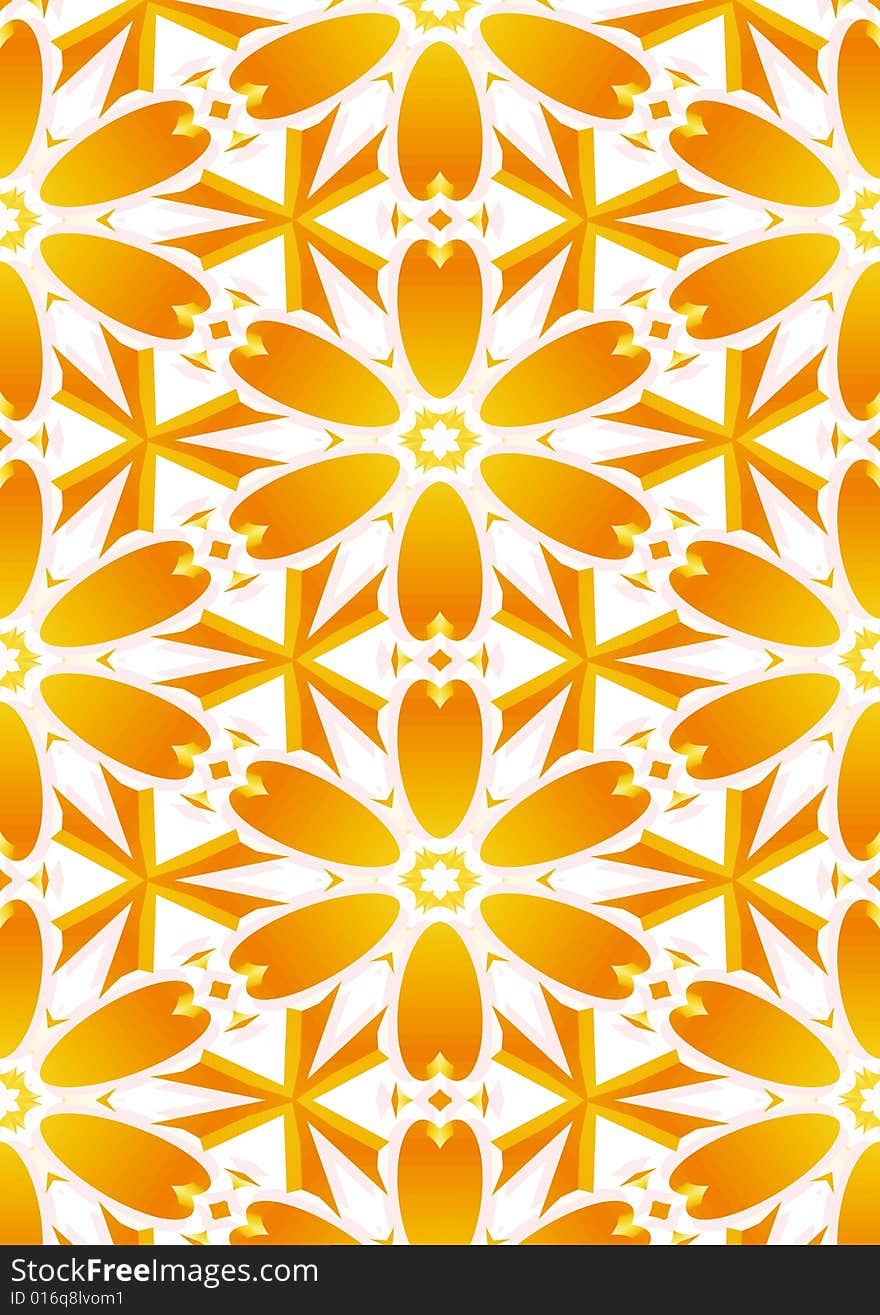 Repeating yellow flower shapes on white background. Repeating yellow flower shapes on white background