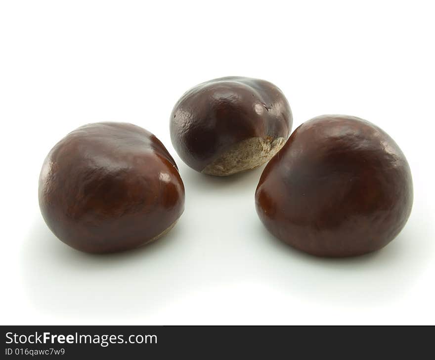 Chestnuts isolated on a white background