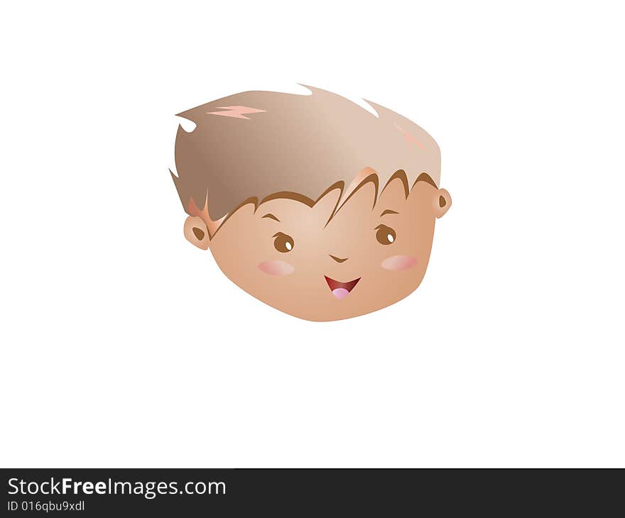 A cute boy`s head isolated on a white background