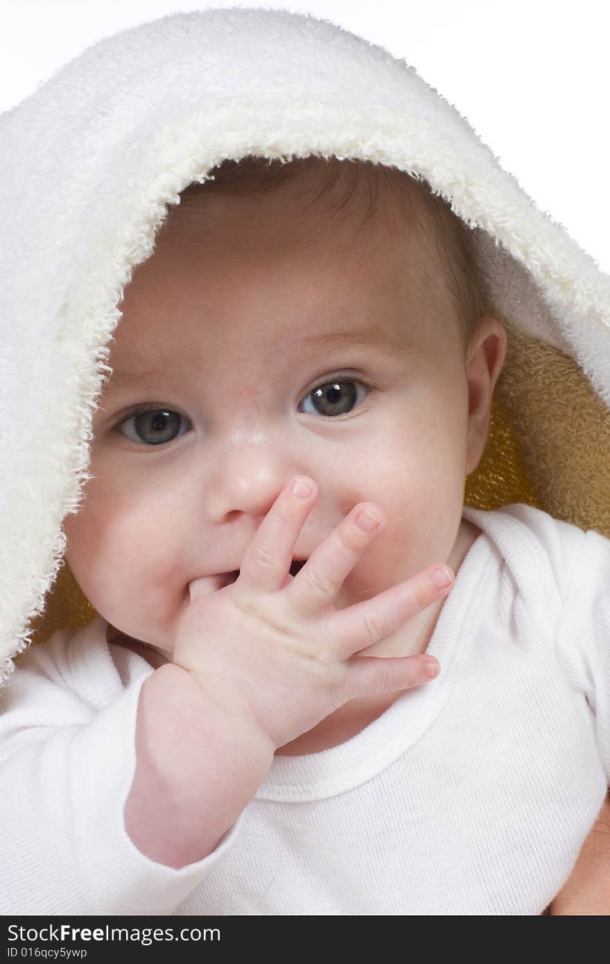 Cute little baby after taking a bath. Cute little baby after taking a bath