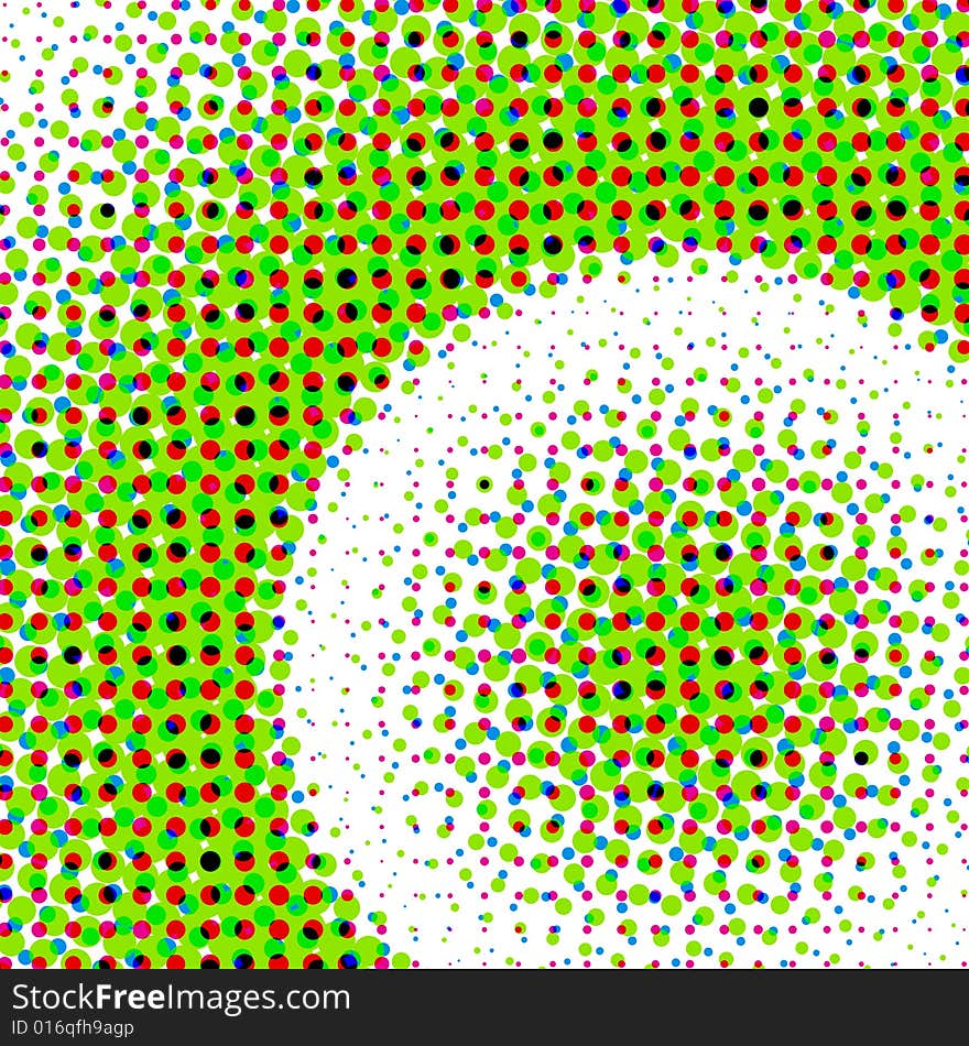 Green halftone pattern.