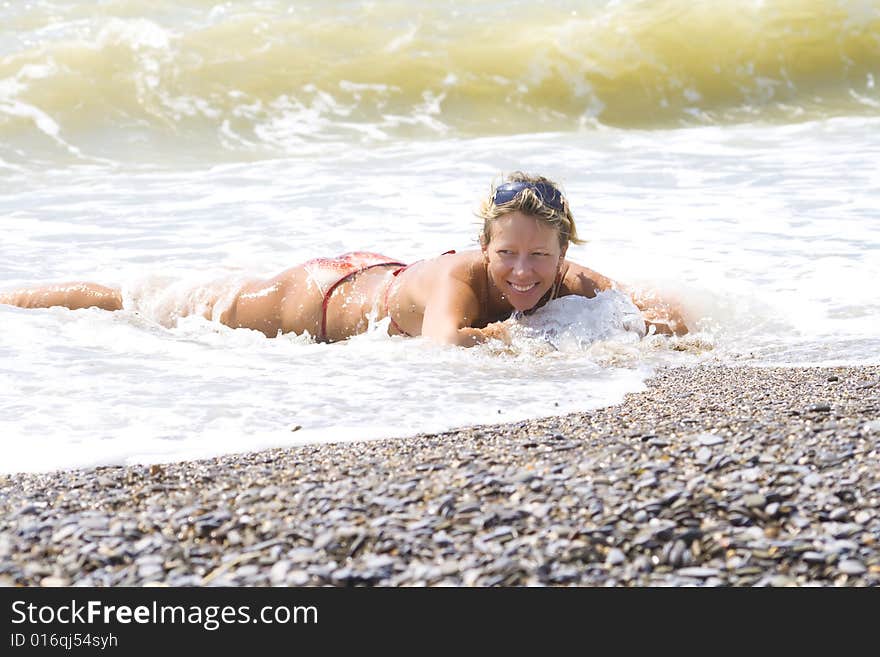 Beauty Relaxing on the Beach. Beauty Relaxing on the Beach