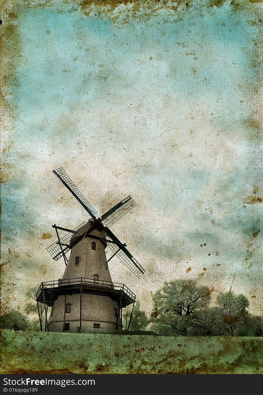 Windmill on a grunge background