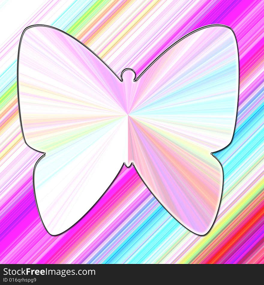 Brightly colored gradient background with colorful butterfly in center. Brightly colored gradient background with colorful butterfly in center