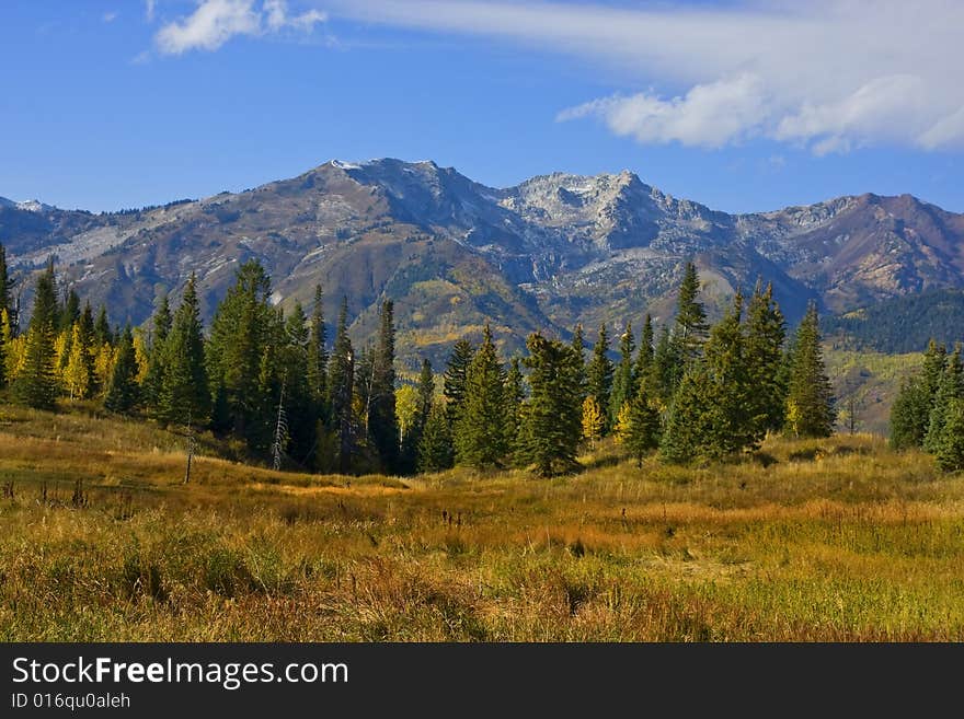 Mountain Flat int the Fall with Mountains in the background. Mountain Flat int the Fall with Mountains in the background