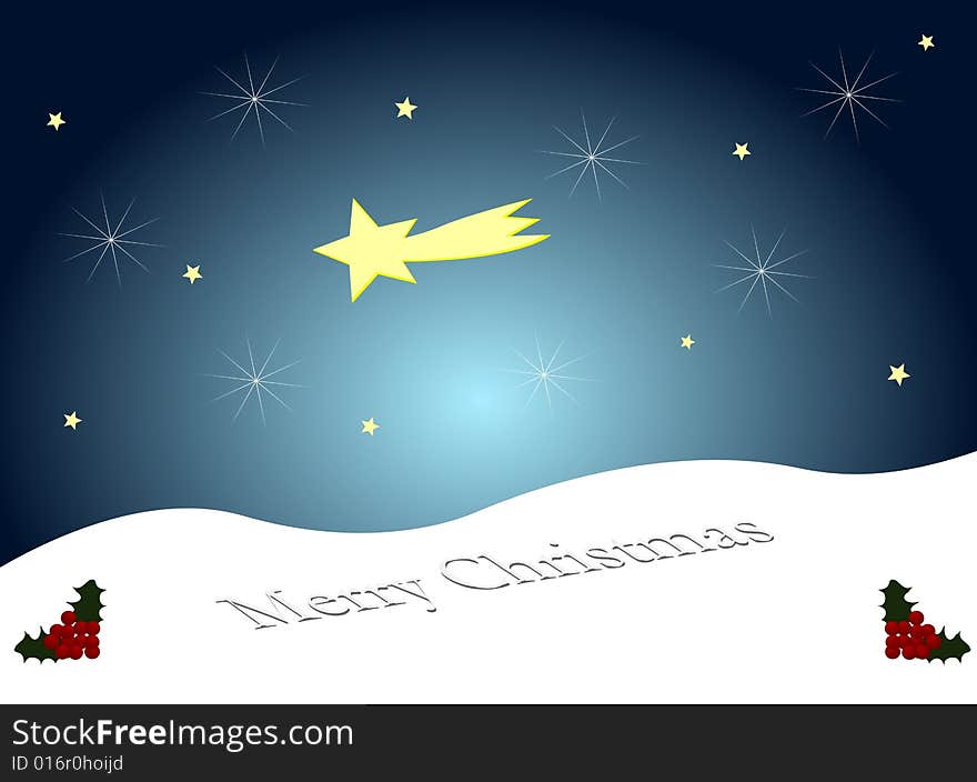 Merry Christmas illustration with a hill full of snow. Merry Christmas illustration with a hill full of snow