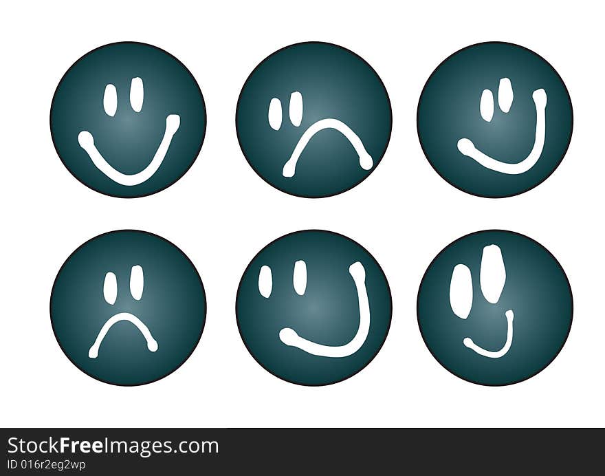 six different faces - vector