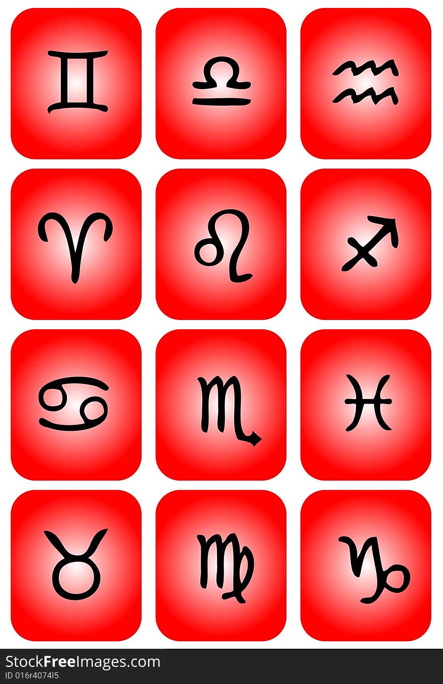 Zodiac Icon Set red and black