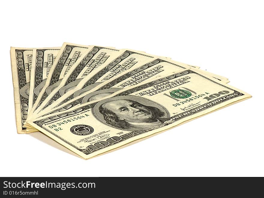 Pack of dollars of the USA on a white background