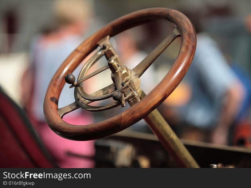 Steering wheel of retro car