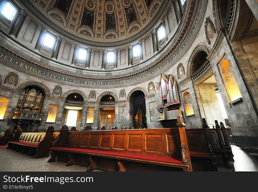 An interior view of the Marble Church. An interior view of the Marble Church