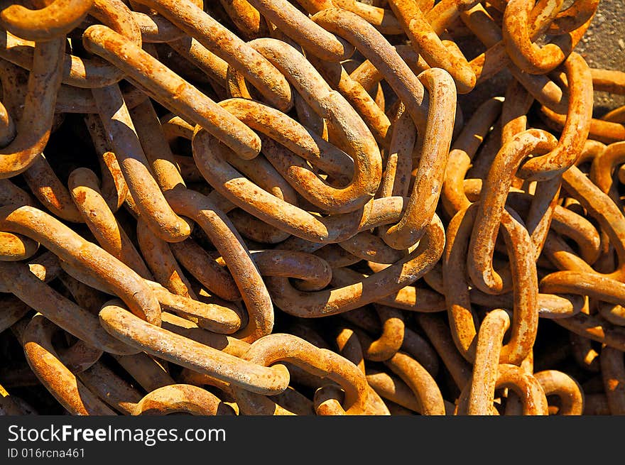 Background of old rusty chains