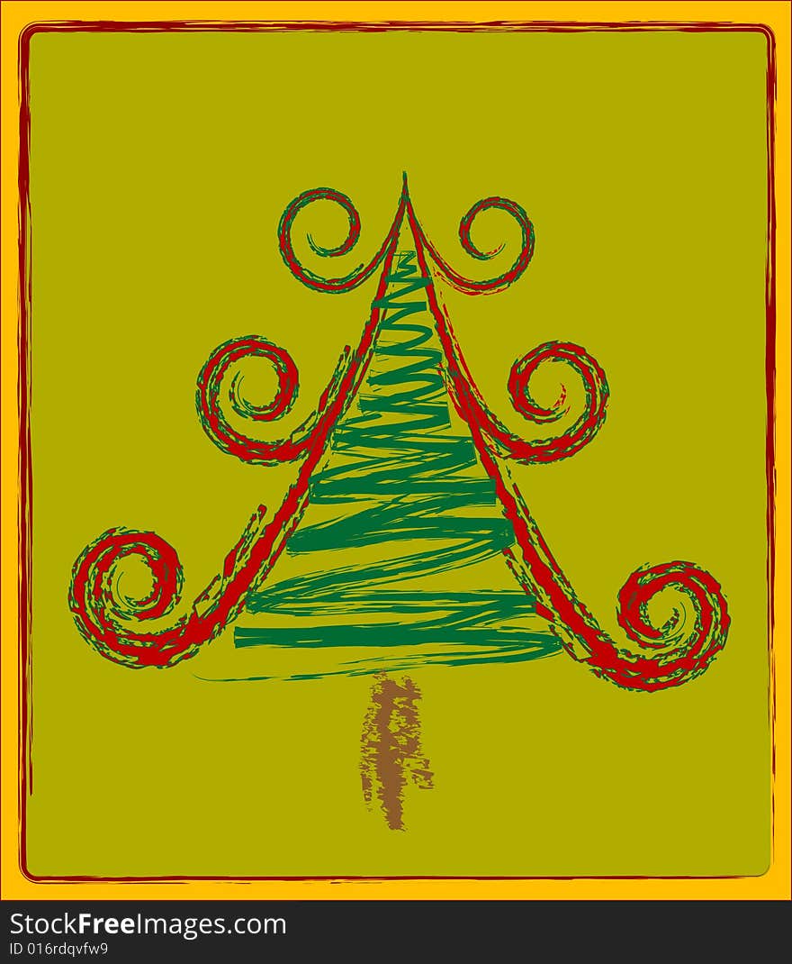 Decorative green Christmas Tree - vector