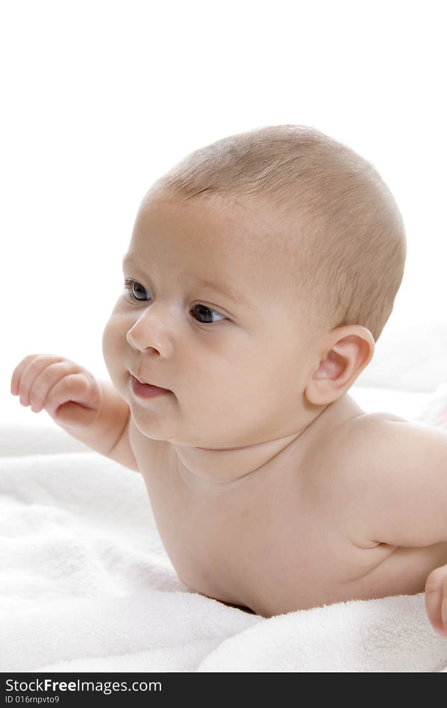 Smiling baby lying with white background