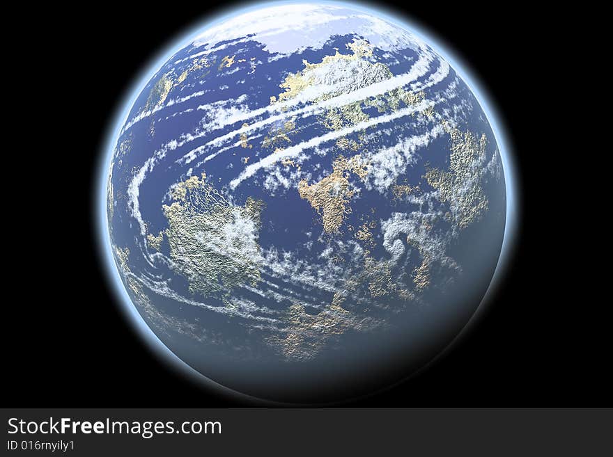 Earth on black background.
The planet we live.