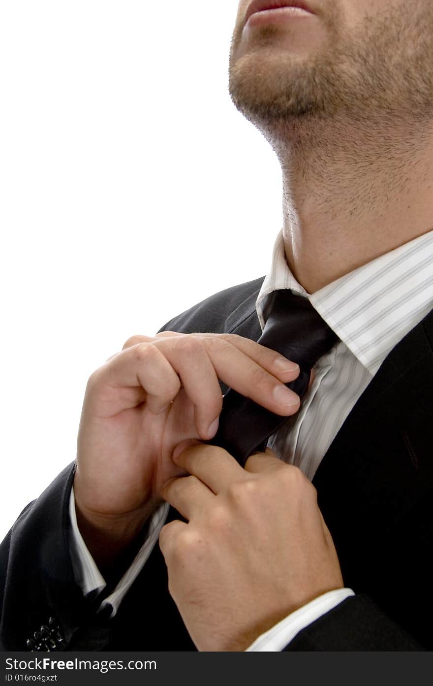 Businessman wearing tie with white background