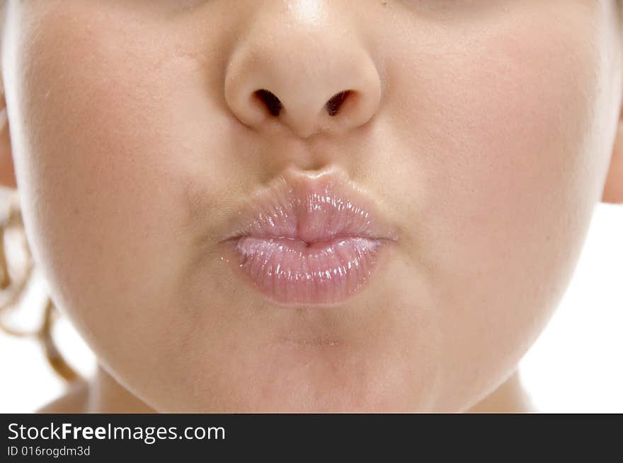 Close view of lips of girl