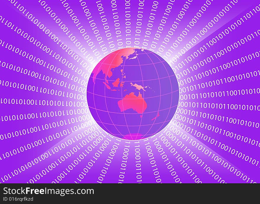 Digital globe binary background computer