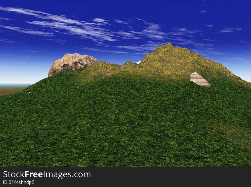 Illustration of a rural hill top. Illustration of a rural hill top.