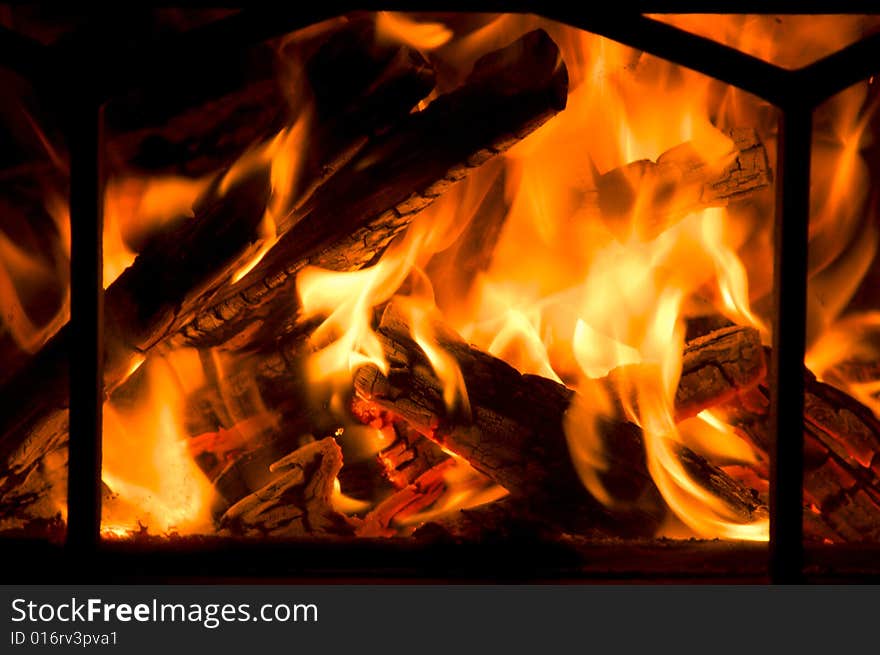 Flames in the Fireplace