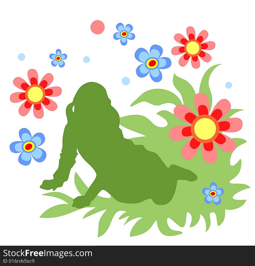 Girl and flowers