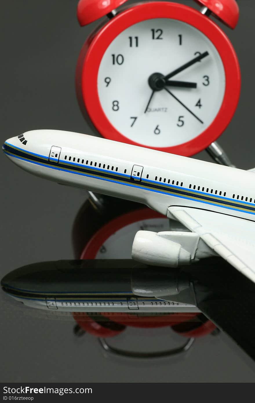 Model Airplane with Clock Depicting Flight Time Irregularity