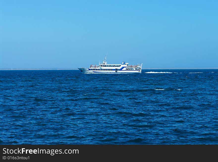 A shot of ship on the sea