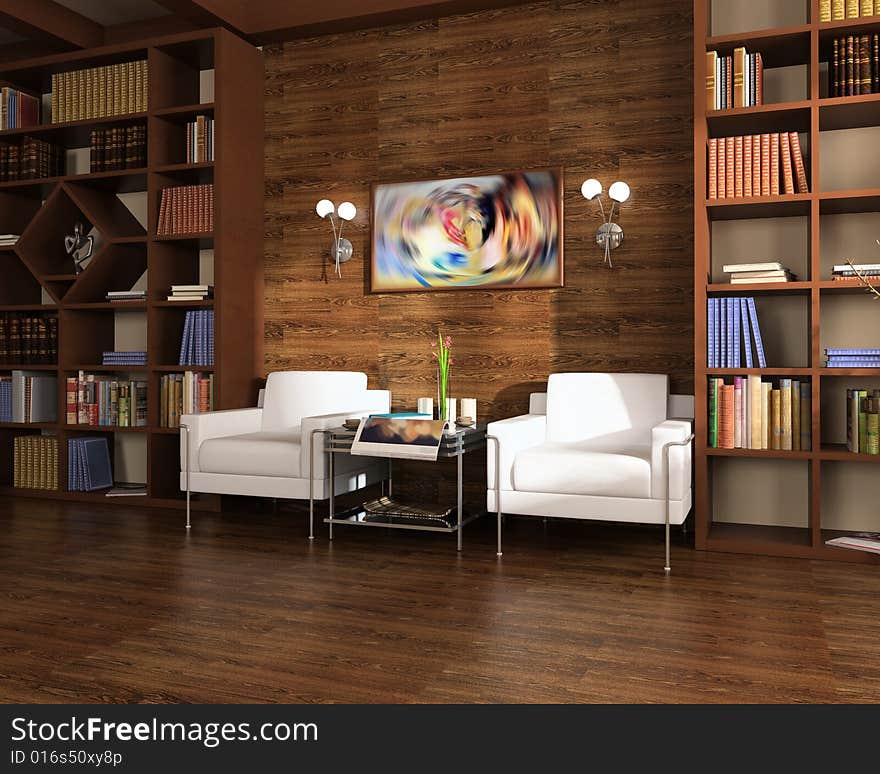 Interior of library with regiments and books. Interior of library with regiments and books