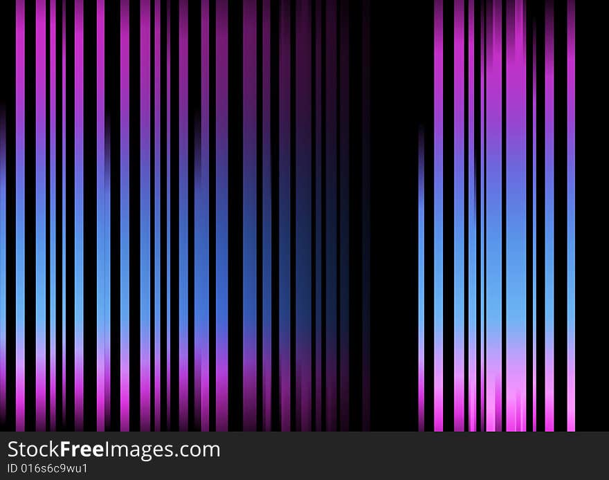 An abstract background in landscape format of vertical stripes in blue and purple. against ablack background. An abstract background in landscape format of vertical stripes in blue and purple. against ablack background.