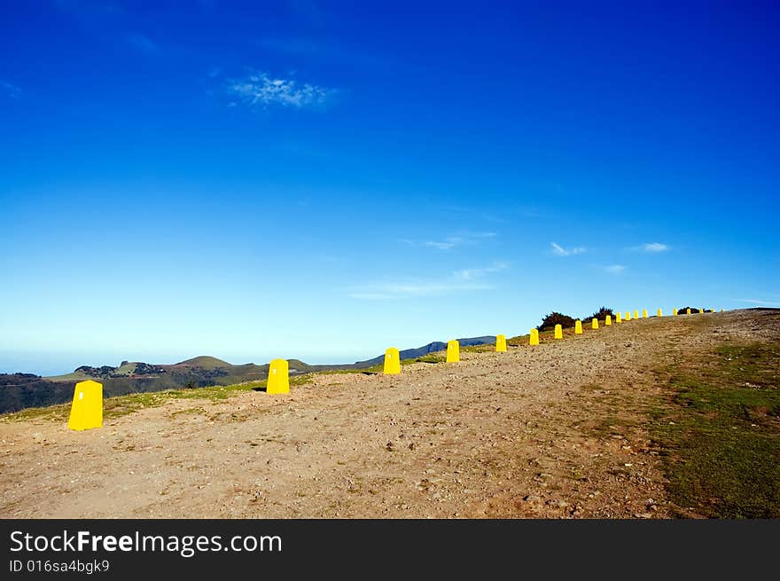 Yellow posts in Madeira mountains