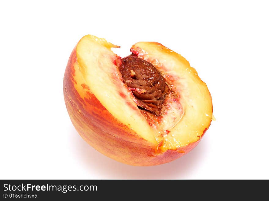 Slice of tasty juicy peach