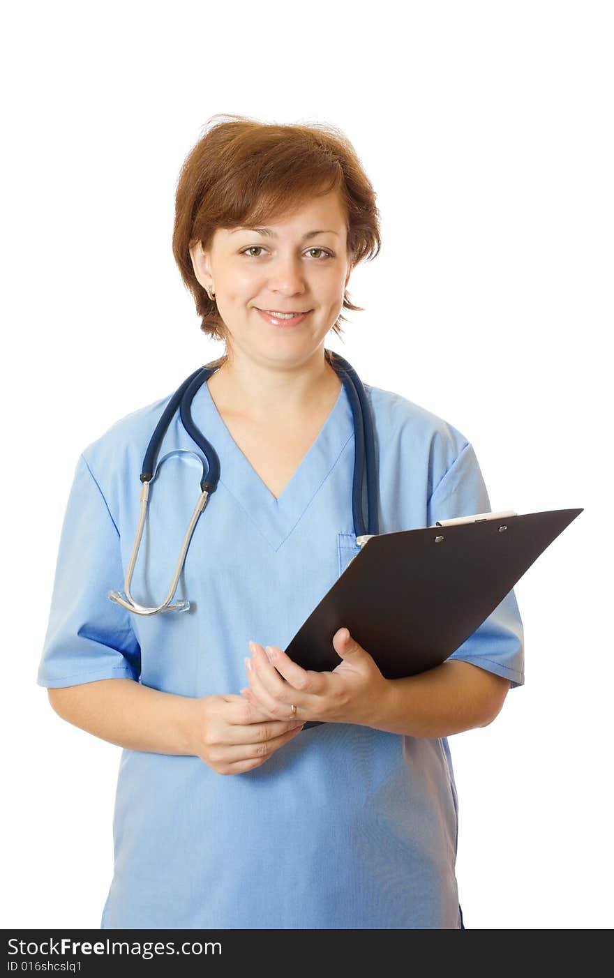 Doctor holding binder isolated