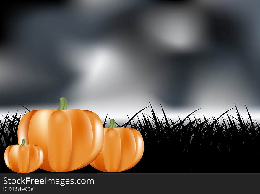 Halloween background with pumpkin, vector illustration