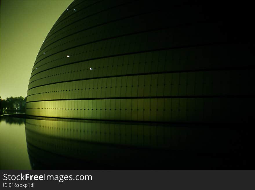 National Theatre China in night. Beijing China photo by leica m6 kodak 100vs 2008.9. National Theatre China in night. Beijing China photo by leica m6 kodak 100vs 2008.9