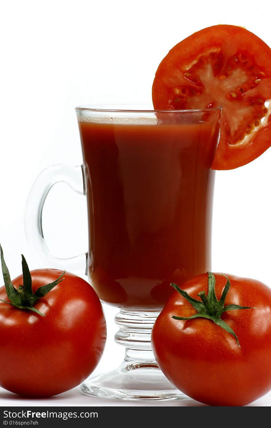 Tomato juice isolated on white background.