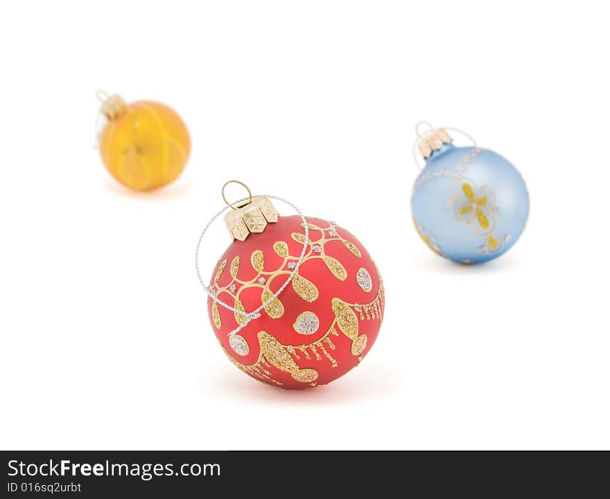 Christmas baubles isolated on a white