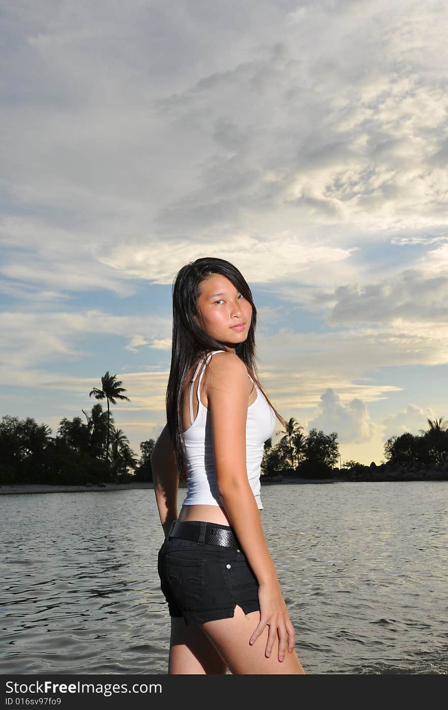 Woman posing at the beach. Woman posing at the beach.