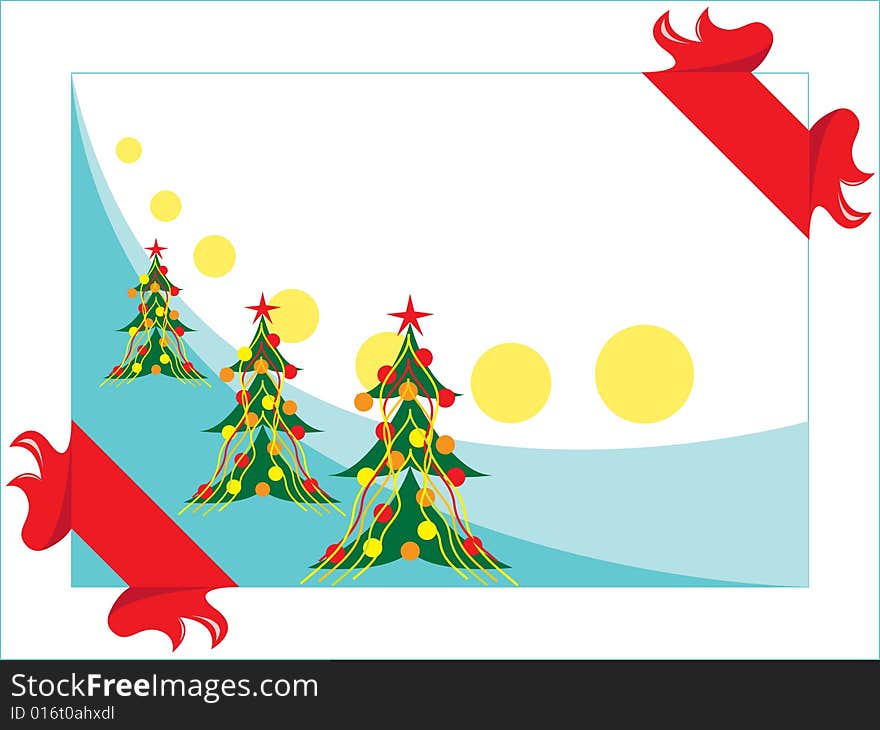 Illustration of decorated christmas trees