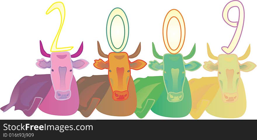 Vector illustration, nature, pier, bull, animal, beef, farm, grassland, horned, cow, neat, brass. Vector illustration, nature, pier, bull, animal, beef, farm, grassland, horned, cow, neat, brass